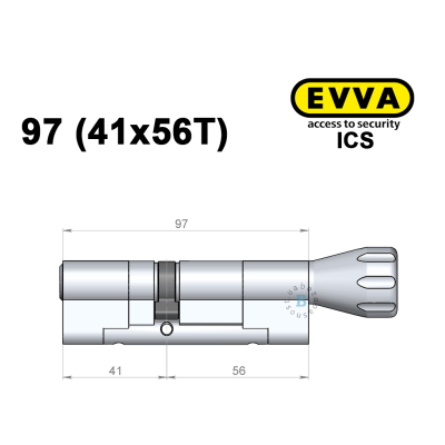 Цилиндр EVVA ICS 97 мм (41x56T), с тумблером