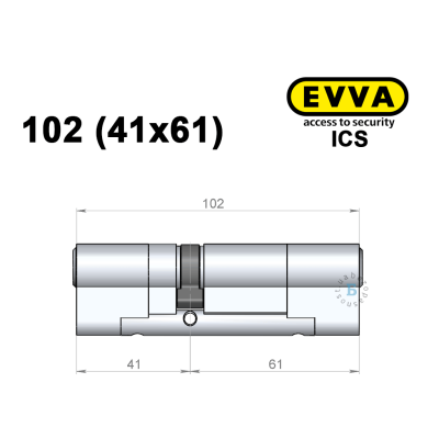 Цилиндр EVVA ICS 102 мм (41x61), ключ-ключ