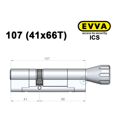 Циліндр EVVA ICS 107 мм (41x66T), з тумблером