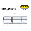 Цилиндр EVVA ICS 112 мм (41x71), ключ-ключ