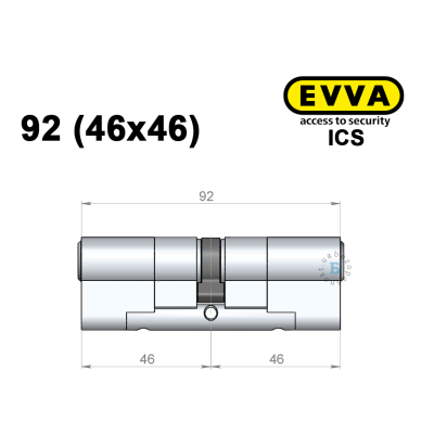 Цилиндр EVVA ICS 92 мм (46x46), ключ-ключ