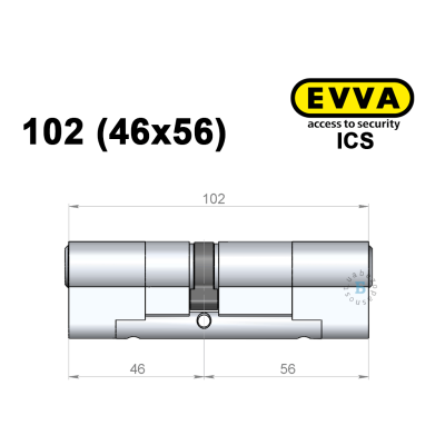 Цилиндр EVVA ICS 102 мм (46x56), ключ-ключ