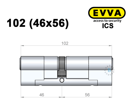 Цилиндр EVVA ICS 102 мм (46x56), ключ-ключ