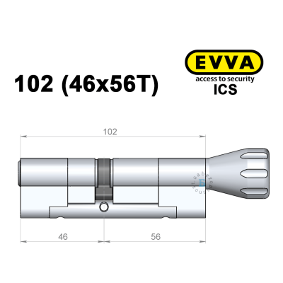 Цилиндр EVVA ICS 102 мм (46x56T), с тумблером