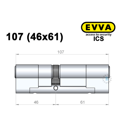 Циліндр EVVA ICS 107 мм (46x61), ключ-ключ