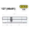 Цилиндр EVVA ICS 127 мм (46x81), ключ-ключ