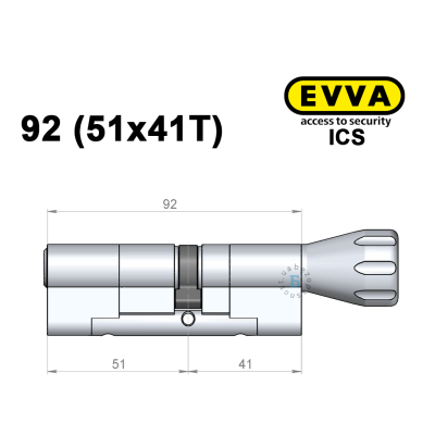 Цилиндр EVVA ICS 92 мм (51x41T), с тумблером