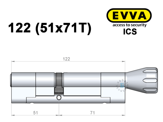 Циліндр EVVA ICS 122 мм (51x71T), з тумблером