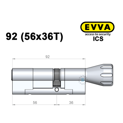 Цилиндр EVVA ICS 92 мм (56x36T), с тумблером