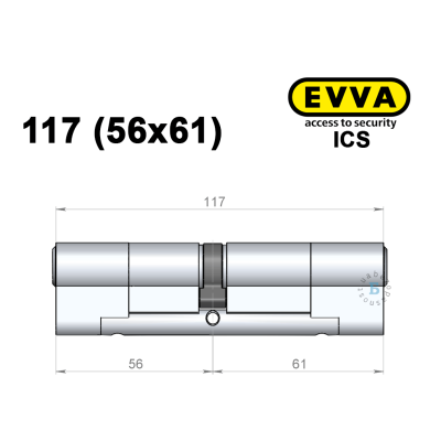 Цилиндр EVVA ICS 117 мм (56x61), ключ-ключ