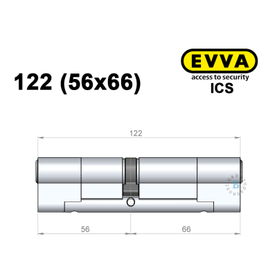 Цилиндр EVVA ICS 122 мм (56x66), ключ-ключ