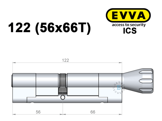Цилиндр EVVA ICS 122 мм (56x66T), с тумблером