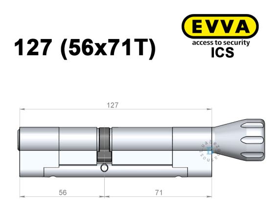 Циліндр EVVA ICS 127 мм (56x71T), з тумблером