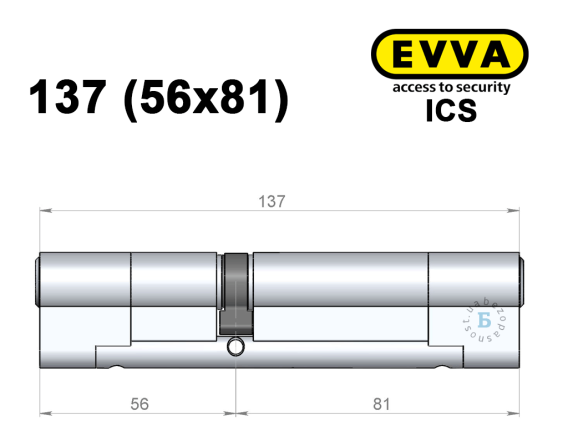 Цилиндр EVVA ICS 137 мм (56x81), ключ-ключ