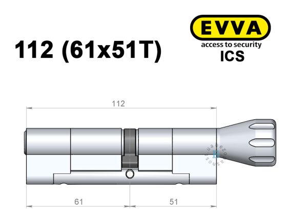 Циліндр EVVA ICS 112 мм (61x51T), з тумблером