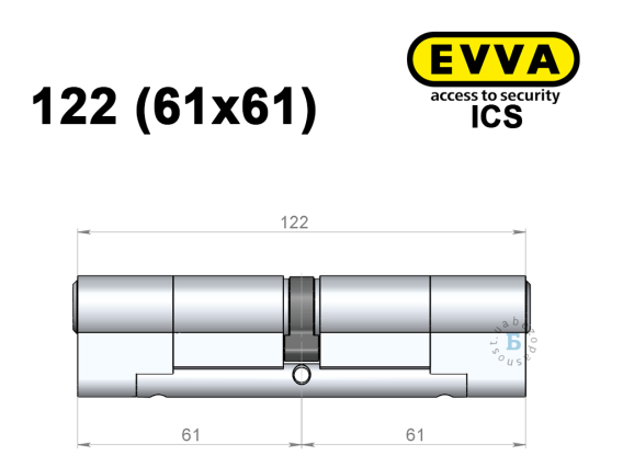 Цилиндр EVVA ICS 122 мм (61x61), ключ-ключ