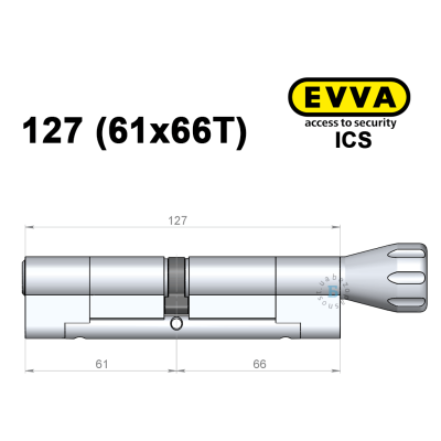 Цилиндр EVVA ICS 127 мм (61x66T), с тумблером