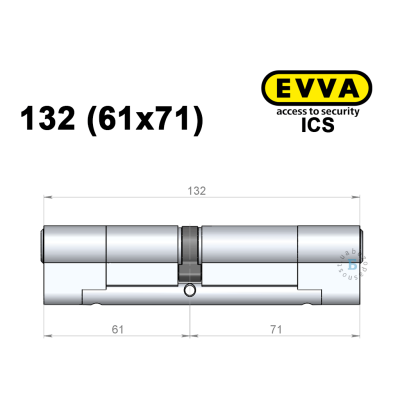 Цилиндр EVVA ICS 132 мм (61x71), ключ-ключ
