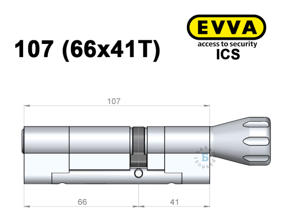 Циліндр EVVA ICS 107 мм (66x41T), з тумблером