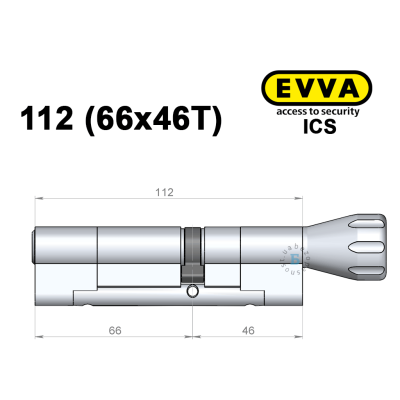 Цилиндр EVVA ICS 112 мм (66x46T), с тумблером