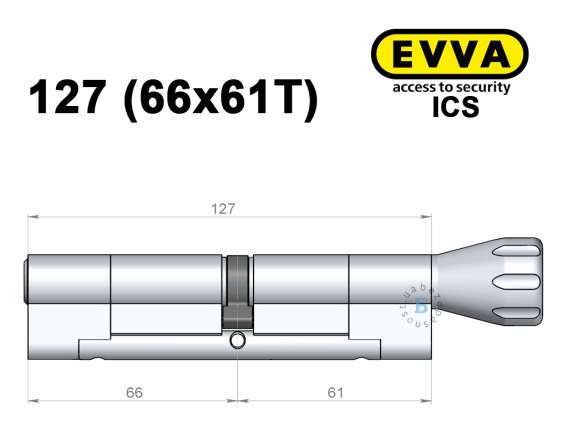 Циліндр EVVA ICS 127 мм (66x61T), з тумблером