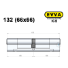 Цилиндр EVVA ICS 132 мм (66x66), ключ-ключ