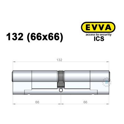 Цилиндр EVVA ICS 132 мм (66x66), ключ-ключ