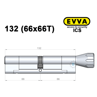 Цилиндр EVVA ICS 132 мм (66x66T), с тумблером
