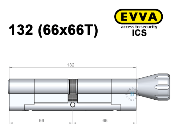 Циліндр EVVA ICS 132 мм (66x66T), з тумблером