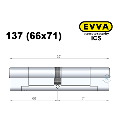 Цилиндр EVVA ICS 137 мм (66x71), ключ-ключ