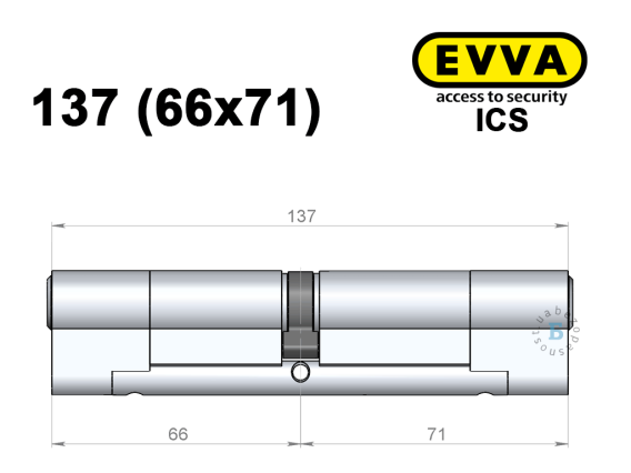 Циліндр EVVA ICS 137 мм (66x71), ключ-ключ