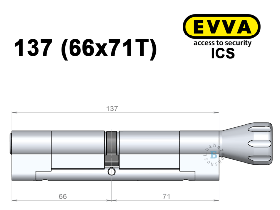 Циліндр EVVA ICS 137 мм (66x71T), з тумблером
