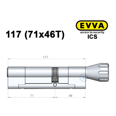 Цилиндр EVVA ICS 117 мм (71x46T), с тумблером