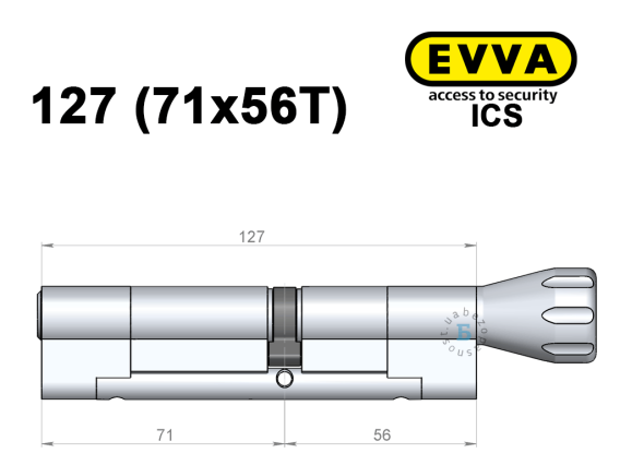 Циліндр EVVA ICS 127 мм (71x56T), з тумблером