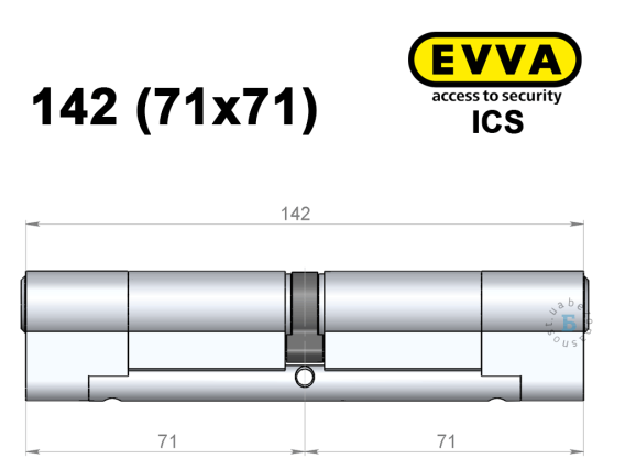 Циліндр EVVA ICS 142 мм (71x71), ключ-ключ