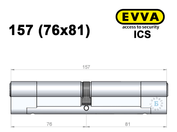 Циліндр EVVA ICS 157 мм (76x81), ключ-ключ