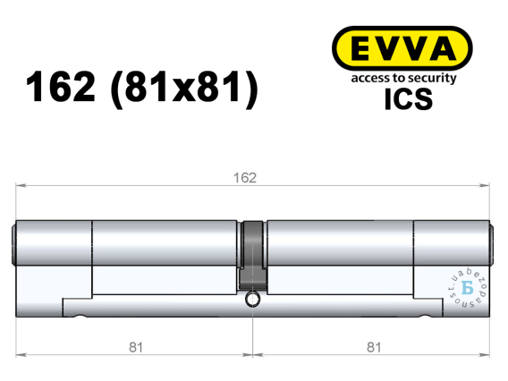 Циліндр EVVA ICS 162 мм (81x81), ключ-ключ