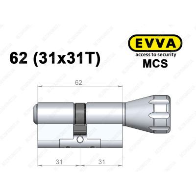 Циліндр EVVA MCS 62 мм (31x31T), з тумблером