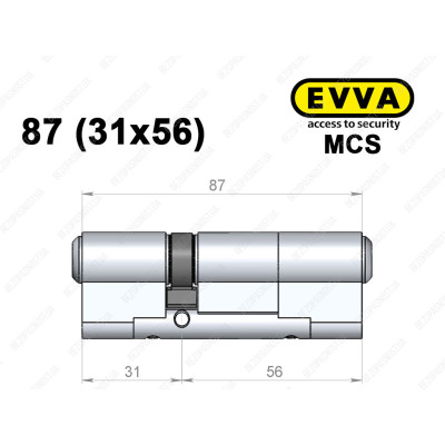 Цилиндр EVVA MCS 87 мм (31x56), ключ-ключ