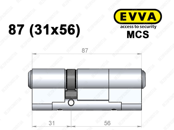 Циліндр EVVA MCS 87 мм (31x56), ключ-ключ