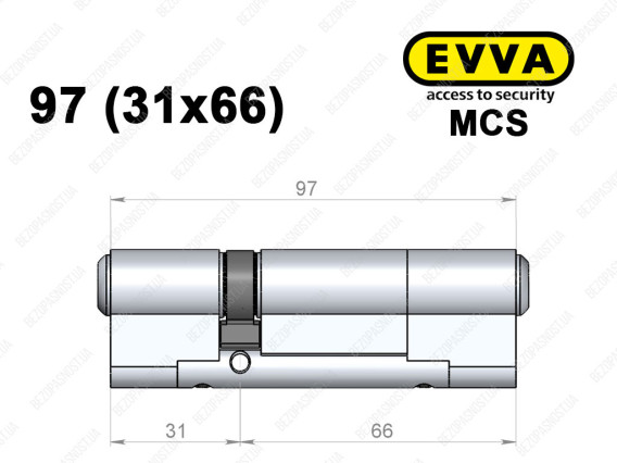 Циліндр EVVA MCS 97 мм (31x66), ключ-ключ