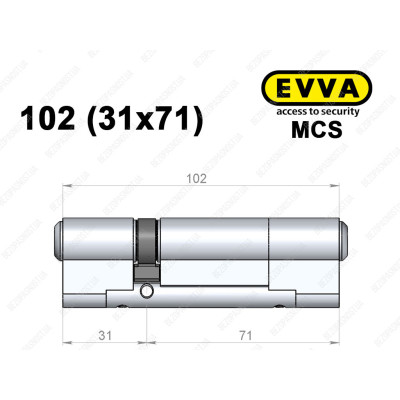 Циліндр EVVA MCS 102 мм (31x71), ключ-ключ