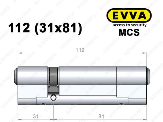 Цилиндр EVVA MCS 112 мм (31x81), ключ-ключ