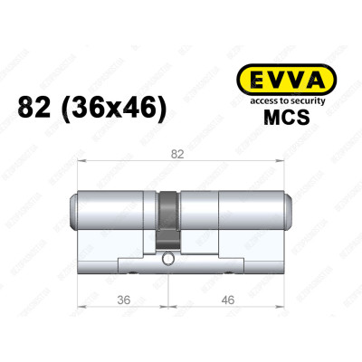 Циліндр EVVA MCS 82 мм (36x46), ключ-ключ