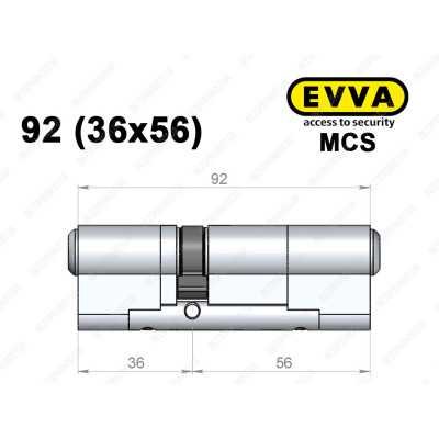 Цилиндр EVVA MCS 92 мм (36x56), ключ-ключ