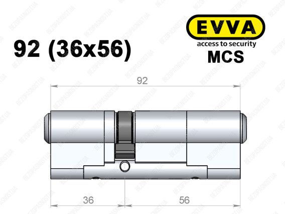 Циліндр EVVA MCS 92 мм (36x56), ключ-ключ
