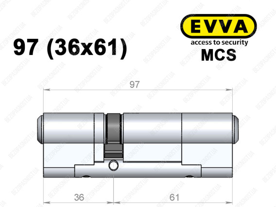 Цилиндр EVVA MCS 97 мм (36x61), ключ-ключ
