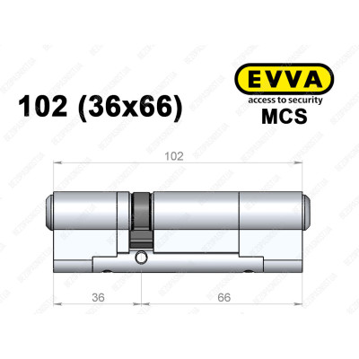 Циліндр EVVA MCS 102 мм (36x66), ключ-ключ