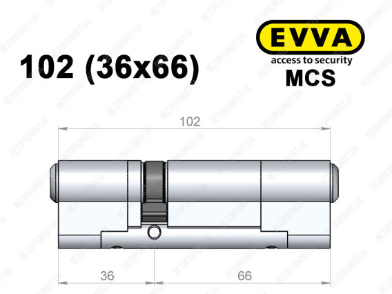 Циліндр EVVA MCS 102 мм (36x66), ключ-ключ