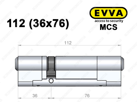 Цилиндр EVVA MCS 112 мм (36x76), ключ-ключ